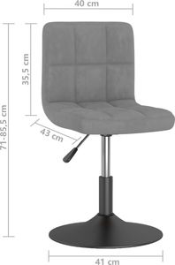 vidaXL Obrotowe krzesło stołowe, jasnoszare, obite aksamitem 7