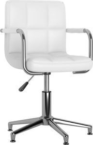 vidaXL Obrotowe krzesło stołowe, białe, obite sztuczną skórą 1