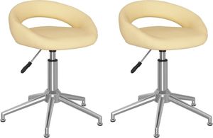 vidaXL Obrotowe krzesła stołowe, 2 szt., kremowe, obite sztuczną skórą 1