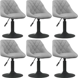 vidaXL Obrotowe krzesła stołowe, 6 szt., jasnoszare, obite aksamitem 1