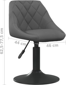 vidaXL Obrotowe krzesła stołowe, 4 szt., ciemnoszare, obite aksamitem 8