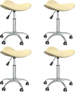vidaXL Obrotowe krzesła stołowe, 4 szt., kremowe, sztuczna skóra 1