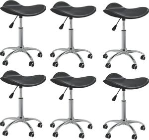 vidaXL Obrotowe krzesła stołowe, 6 szt., czarne, sztuczna skóra 1
