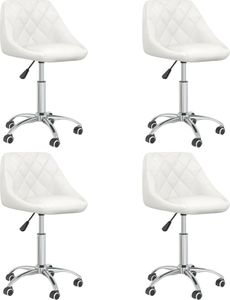 vidaXL Obrotowe krzesła stołowe, 4 szt., białe, obite sztuczną skórą 1