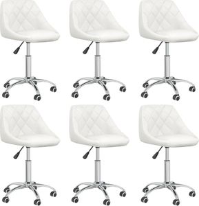 vidaXL Obrotowe krzesła stołowe, 6 szt., białe, obite sztuczną skórą 1