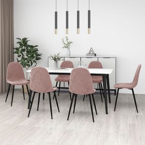 vidaXL Krzesła stołowe, 6 szt., różowe, obite aksamitem 1