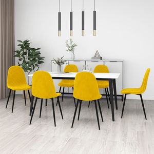 vidaXL Krzesła stołowe, 6 szt., musztardowe, obite aksamitem 1