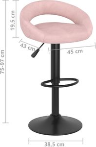 vidaXL Stołki barowe, 2 szt., różowe, obite aksamitem 8