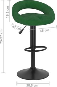 vidaXL Stołki barowe, 2 szt., ciemnozielone, obite aksamitem 8