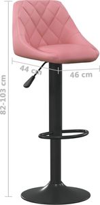 vidaXL Stołki barowe, 2 szt., różowe, obite aksamitem 8