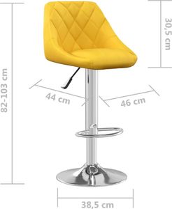vidaXL Stołki barowe, 2 szt., musztardowe, obite aksamitem 8