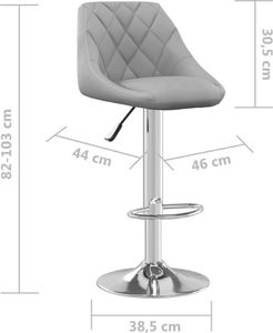 vidaXL Stołki barowe, 2 szt., jasnoszare, obite aksamitem 8