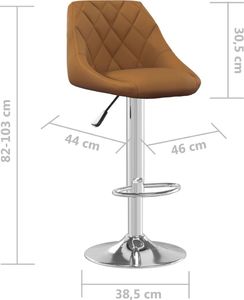 vidaXL Stołki barowe, 2 szt., brązowe, obite aksamitem 8