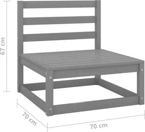 vidaXL 3-cz. zestaw mebli wypoczynkowych do ogrodu, szary, sosnowy 7