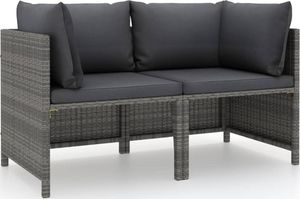 vidaXL 2-osobowa sofa ogrodowa z poduszkami, polirattan, szara 1