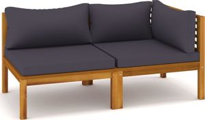 vidaXL 2-cz. zestaw wypoczynkowy z ciemnoszarymi poduszkami, akacja 2