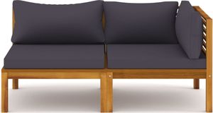 vidaXL 2-cz. zestaw wypoczynkowy z ciemnoszarymi poduszkami, akacja 3