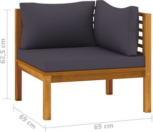vidaXL 2-osobowa sofa ogrodowa z poduszkami, lite drewno akacjowe 8