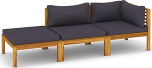 vidaXL 3-cz. zestaw wypoczynkowy do ogrodu, z poduszkami, akacjowy 2