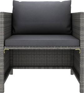 vidaXL Sofa ogrodowa z poduszkami, szara, polirattanowa 2