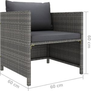 vidaXL Sofa ogrodowa z poduszkami, szara, polirattanowa 5