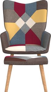 vidaXL Fotel z podnóżkiem, patchwork, obity tkaniną 2