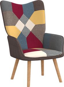 vidaXL Fotel z podnóżkiem, patchwork, obity tkaniną 5