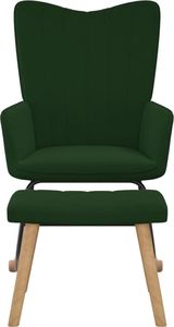 vidaXL Fotel bujany z podnóżkiem, ciemnozielony, obity aksamitem 3