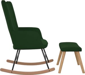 vidaXL Fotel bujany z podnóżkiem, ciemnozielony, obity aksamitem 4