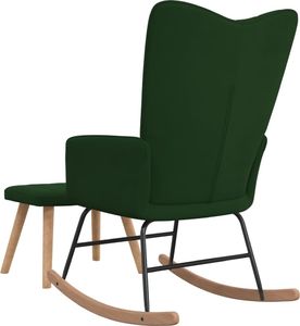 vidaXL Fotel bujany z podnóżkiem, ciemnozielony, obity aksamitem 5