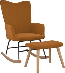 vidaXL Fotel bujany z podnóżkiem, brązowy, obity aksamitem 1