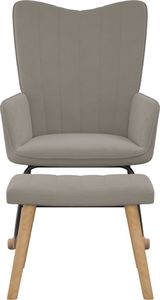 vidaXL Fotel bujany z podnóżkiem, jasnoszary, obity aksamitem 3