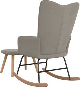 vidaXL Fotel bujany z podnóżkiem, jasnoszary, obity aksamitem 5
