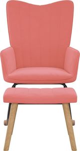 vidaXL Fotel bujany z podnóżkiem, różowy, obity aksamitem 3