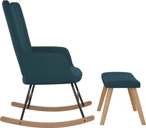 vidaXL Fotel bujany z podnóżkiem, niebieski, obity aksamitem 4