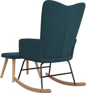 vidaXL Fotel bujany z podnóżkiem, niebieski, obity aksamitem 5