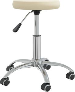 vidaXL Stołek do masażu, obity aksamitem, kremowy 2