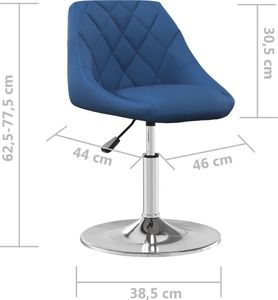 vidaXL Obrotowe krzesła stołowe, 4 szt., niebieskie, obite aksamitem 8