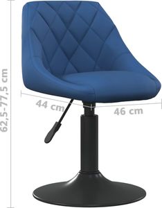 vidaXL Obrotowe krzesła stołowe, 2 szt., niebieskie, aksamitne 8