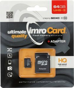 Karta Imro MicroSDXC 64 GB Class 10 UHS-I/U3  (10/64G UHS-3 ADP) 1