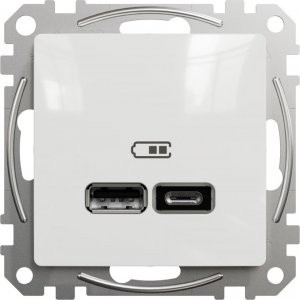 Schneider Electric Sedna Design, Gniazdo ładowania USB A+C 2,4A, białe 1