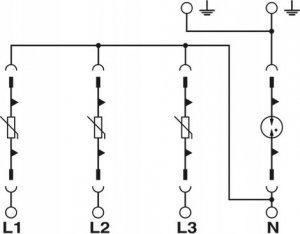 Phoenix Contact Ogranicznik przepięć, ochronnik C typ T2 4 moduły 3P+N sieć TN-S/TT VAL-MS-EE-T2-3+1-320 Essential 2910575 2