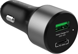 Ładowarka Crong Power Car Charger 1x USB-A 1x USB-C  (CRG-PWRC-USBC63-BLK) 1