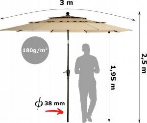 Carruzzo L43D PARASOL OGRODOWY REGULOWANY ROMA 3M 15