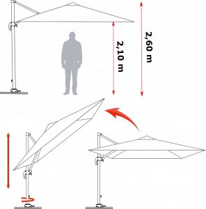 Carruzzo L43D PARASOL OGRODOWY REGULOWANY ROMA 3M 9