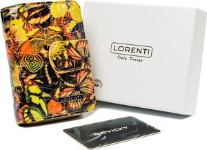 Lorenti Skórzany, lakierowany portfel damski pionowy w kolorowe motyle Lorenti NoSize 1