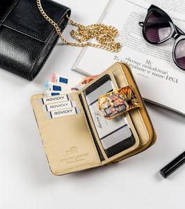 Lorenti Skórzany, lakierowany portfel damski pionowy w kolorowe motyle NoSize 5