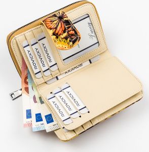 Lorenti Skórzany, lakierowany portfel damski pionowy w kolorowe motyle NoSize 7