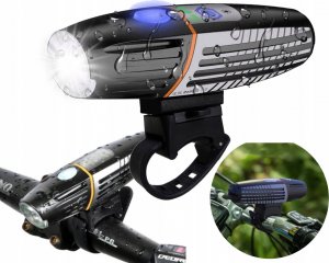 Odporna na wodę lampka świetlna do roweru na przód T6 2200mAh + Uchwyt 10