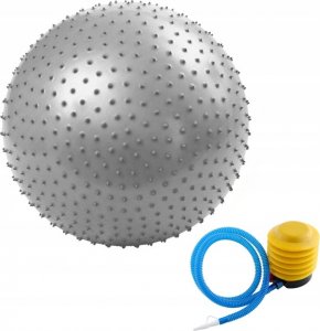 Piłka rehabilitacyjna 65cm z wypustkami szara (F9C1) 2